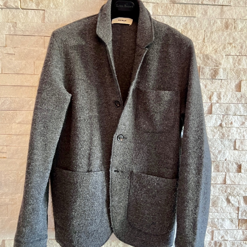 Buck Mason Felted Wool Blazer in Gray